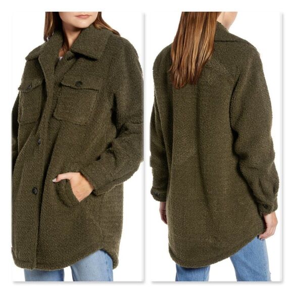 Something Navy Berber Faux Shearling Shirt Jacket - Picture 2 of 13